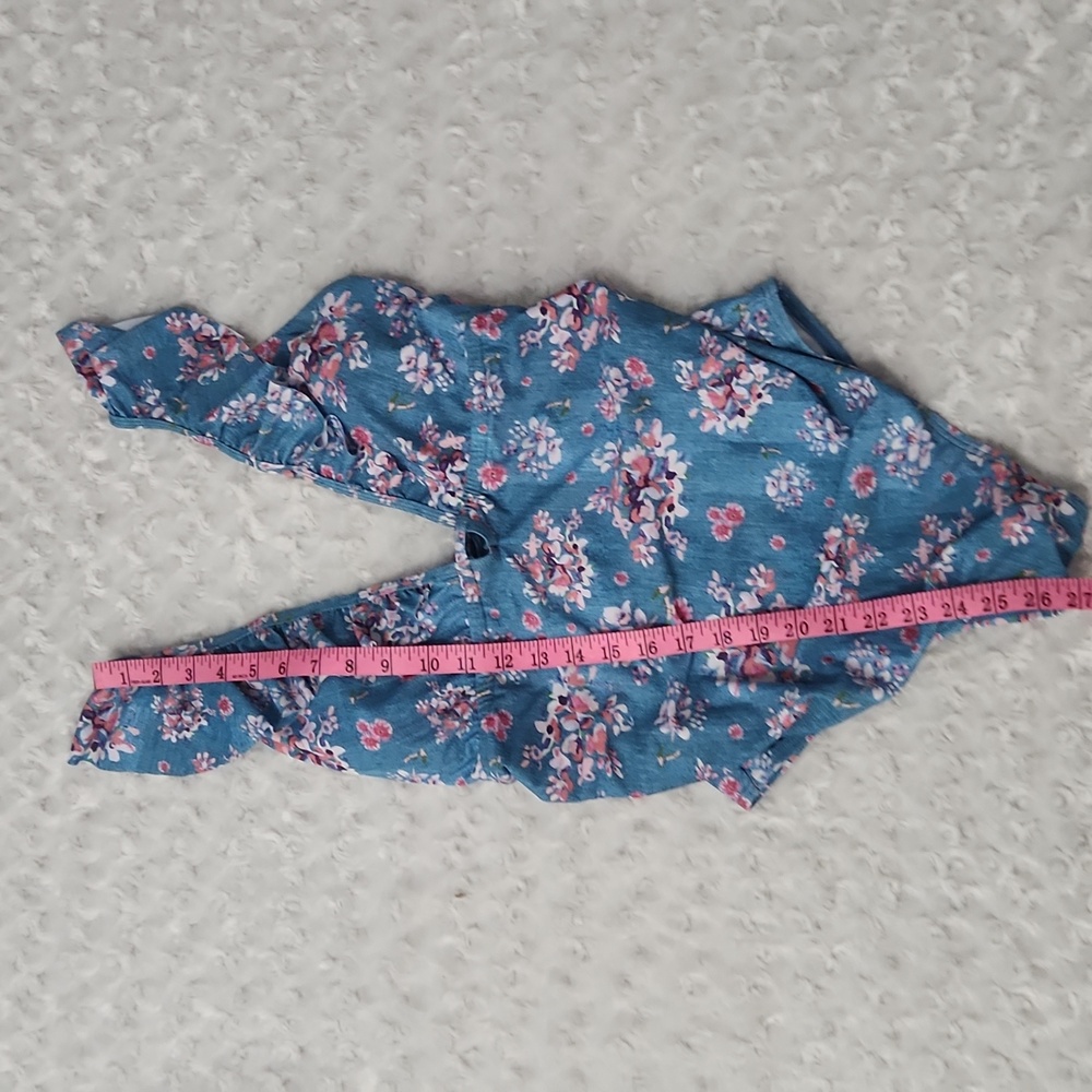 Pinkblush Teal Floral Ruffle Maternity One-Piece Swimsuit floral - Picture 6 of 14